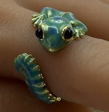 Lizard Gecko Green Enamel Ring