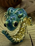 Lizard Gecko Green Enamel Ring