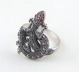 Lizard Black & Red Rhinestone Ring