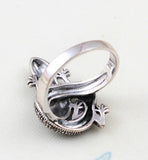 Lizard Black & Red Rhinestone Ring