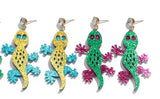 Lizard Colorful Sparkle Acrylic Fun Large Earrings