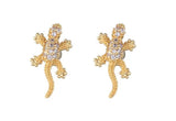 Lizard Gecko  Rhinestone Small Earrings Stainless Steel Post Studs