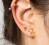 Lizard Gecko  Rhinestone Small Earrings Stainless Steel Post Studs