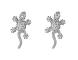 Lizard Gecko  Rhinestone Small Earrings Stainless Steel Post Studs