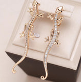 Elegant Lizard  Earrings White Cubic Zirconia (CZ) Rose Gold Plated