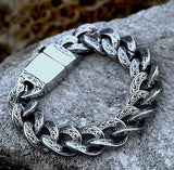 Ornate Heavy Link Bracelet Mens Stainless Steel