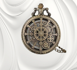BKB Custom Gifts ornate steampunk pocket watch in antique bronze alloy with intricate exposed gear mechanical design