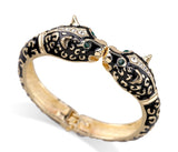 Panther Black Double Head Enamel Bangle Bracelet