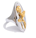 Rose Flower 18K Gold Ring PVD on Stainless Steel sz 7