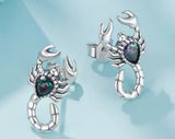 Scorpion Rainbow CZ Earrings Sterling Silver