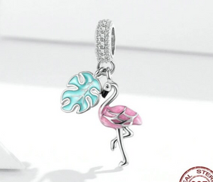 Flamingo Necklace Zircons Sterling Silver