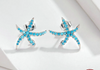 Starfish Sea Blue Zircon Earrings Sterling Silver