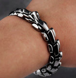 Dragon 40 Wolf Silvertone Bracelet Heavy Link Stainless Steel