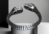 Snake Double Head Ring Textured Stainless Steel