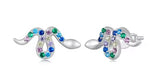 Snake Earrings Multi Color Cubic Zirconia Tiny Sterling Silver