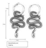 Snake Squiggle Head Down Earrings Stainless Steel