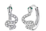 Snake Earrings Cubic Zirconia Squiggle  Sterling Silver