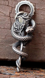 Snakes Entwined on Rose Necklace Stainless Steel