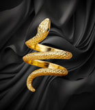 Snake ring textured coiled gold tone
