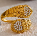 Snake Ring Zirconia Heart 18K PVD Stainless Steel YH6
