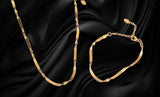 Snake Twist Chain Necklace and Bracelet 18K Gold PVD on Stainless Steel