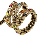 Snake Wrap MultiColor Rhinestone Goldtone Bracelet