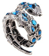 Snake Wrap Blue Rhinestone Goldtone Bracelet