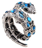 Snake Wrap Blue Rhinestone Goldtone Bracelet