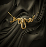 Snake Coiled on Chain Necklace Goldtone Ladies