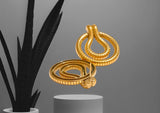 Snake Earrings Geometrical Textured Design 18K Gold Plated Stainless Steel