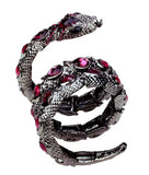 Snake Wrap Purple Rhinestone Silvertone Bracelet