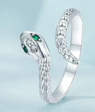 Snake Green Eyes Ring Sterling Silver Minimalist (Copy)