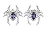 Spider Earrings Sterling Silver Purple Zircon