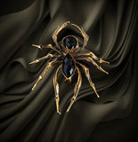 Spider Black Sleek Brooch Lg