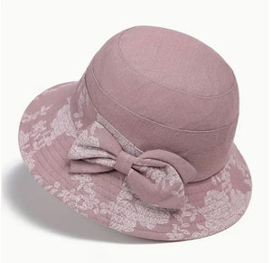 Ladies Cloth w Bow  Sun Hats