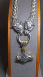 Thor's Hammer Wolf Head Necklace Stainless Steel Men's