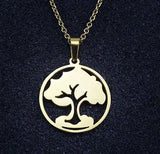 Tree of Life Necklace Goldtone Stainless Steel