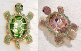 Turtle Beautiful Rhinestone Brooch Pin