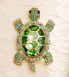 Turtle Beautiful Rhinestone Brooch Pin
