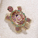 Turtle Beautiful Rhinestone Brooch Pin
