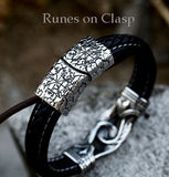 Viking Connecting Ruse Knot Stainless Steel and Vegan Leather Bracelet