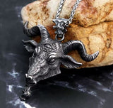 Ram Goat Head Viking Necklace Ring Stainless Steel