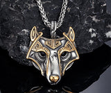 Wolf Ornate Necklace Beaded w Rolled Leather Celtic Norse Viking