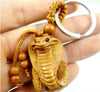Snake Carved Wood Key Chain