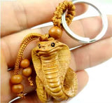 Snake Carved Wood Key Chain