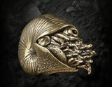 BKB Custom Gifts chambered nautilus figurine made of heavy brass with detailed spiral shell and tentacles.
