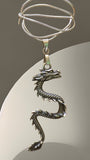 BKB Custom Gifts stainless steel dragon dangle necklace with a 2-inch detailed pendant on a silver snake chain