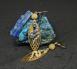 Snake Gold long drop earrings