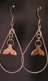 Whales Tail in Teardrop wire, Stainless Hooks Earrings