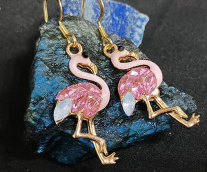 Beautiful Flamingo Pink Rhinestone Earrings